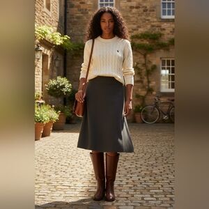 Beyond Threads Charcoal A-Line Wool Women's Skirt Size L